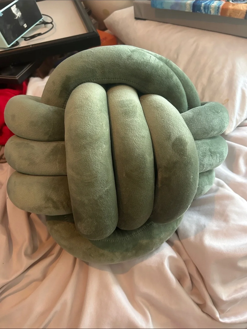 Plush Knot Pillow in Sage Green